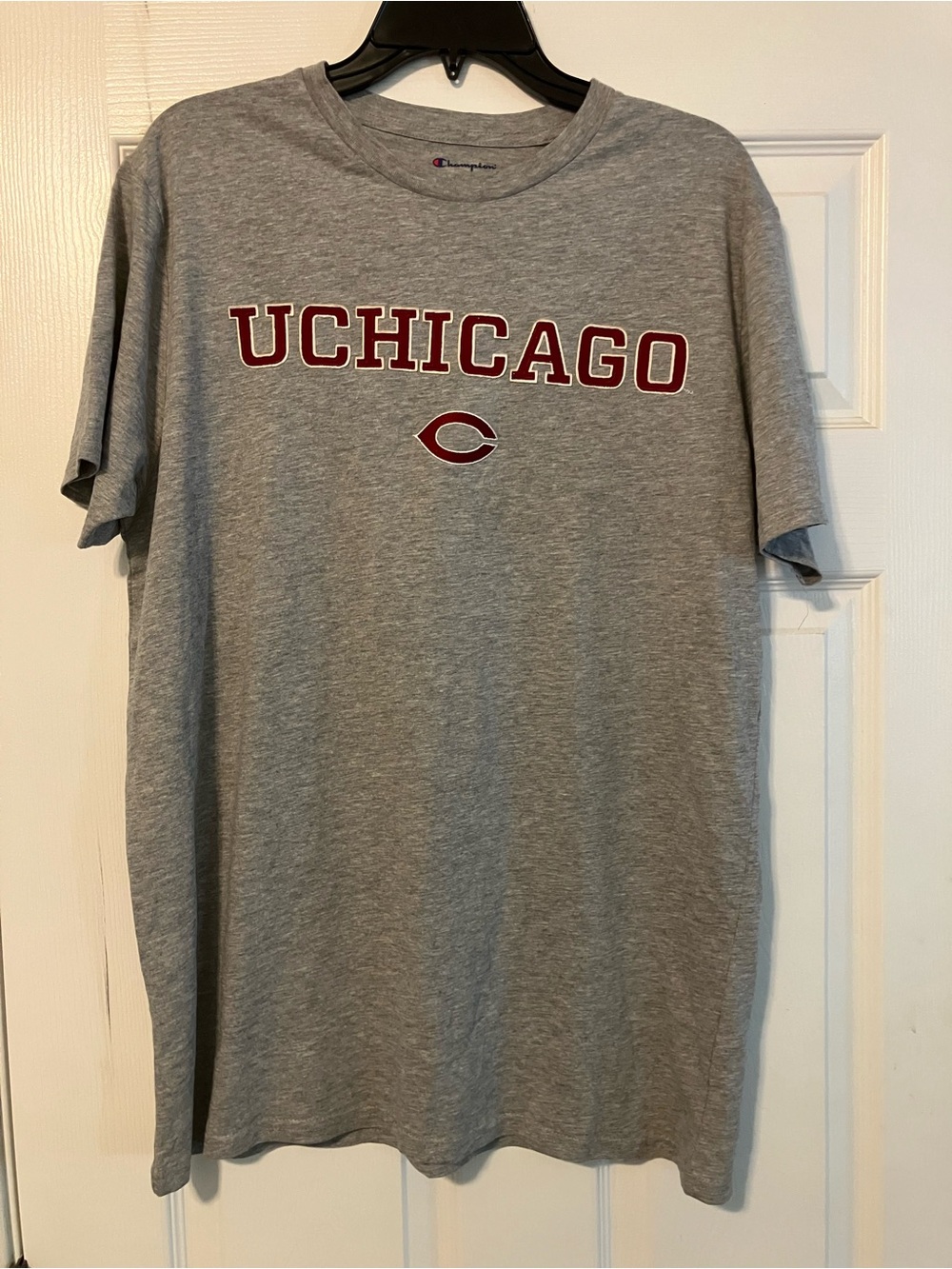 University of Chicago Maroons Embroidered Champion Gray Shirt Mens Size Large